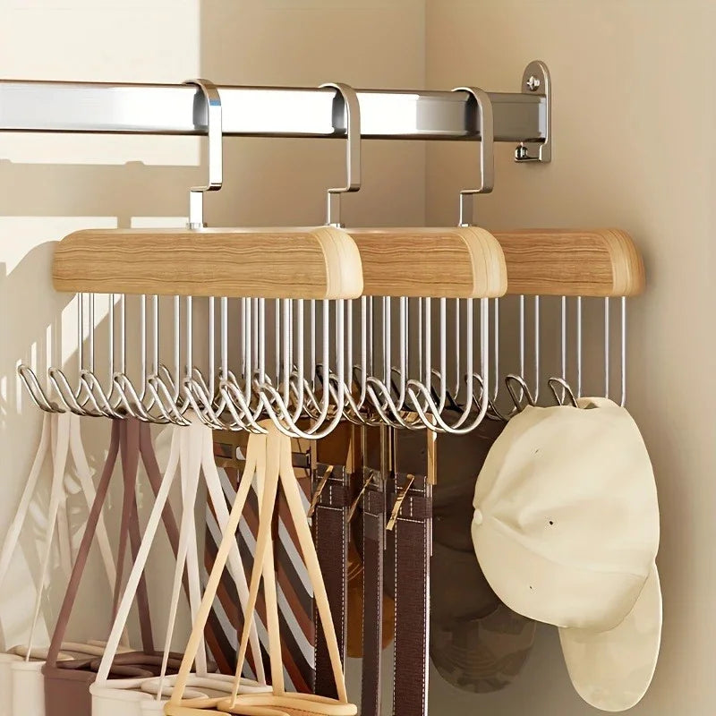 Wooden Sling Hanger Organizer with Multiple Hooks for Organization and Space Saving