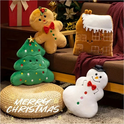 Christmas & New Year's Festive Plush Pillow - Perfect for Holiday Parties & Gifts, Mixed Colors