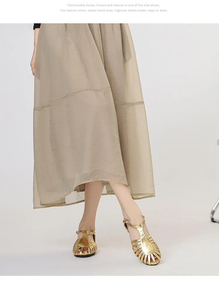 Flat Sandals with Cover Toe Weave Hollow Romanesque Footwear