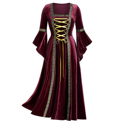 Halloween Long Sleeve Medieval Witch Victorian Gothic Bandage Dress