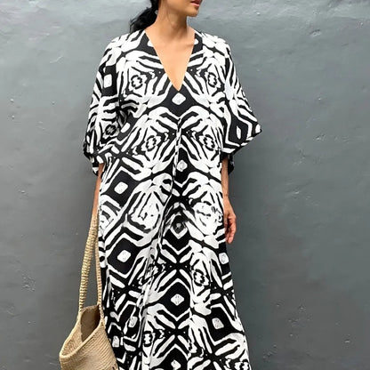 V-Neck Caftan Dresses Swimsuit Cover-Up Lounge Dresses