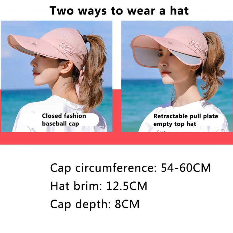 Large Brim Visor Caps with Retractable side plates