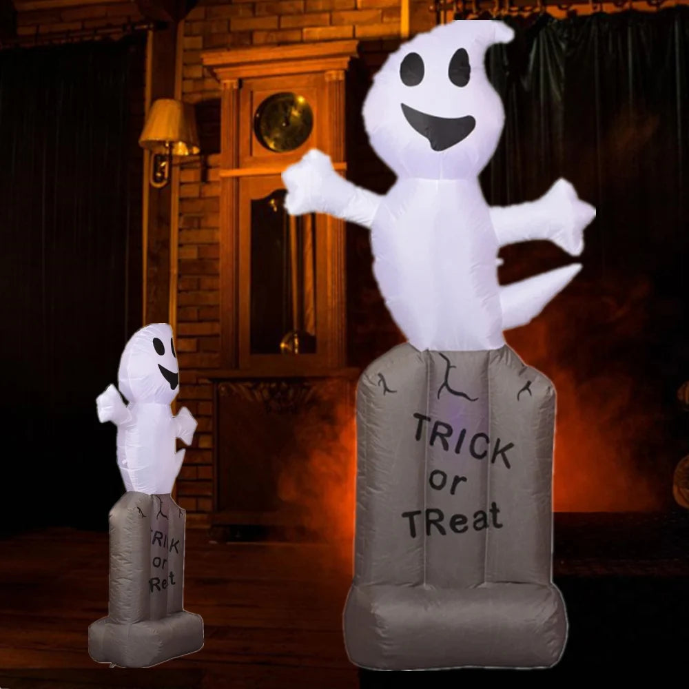 6.5 Feet Halloween Inflatable Pumpkin Ghost Tombstone, Decorations with Built-in LED Lights and Inflatable fan
