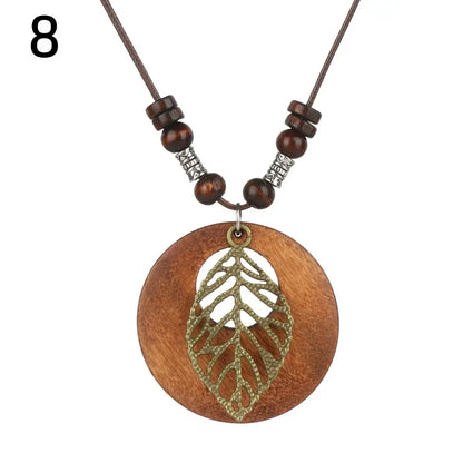 Long Wooden Beaded Tassel Boho  Necklace Nepal Wood Beads