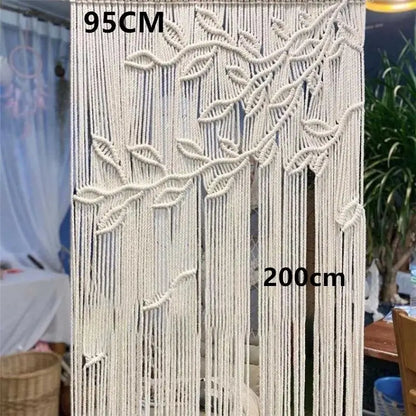 Hand-woven Macrame Cotton Tapestry Curtain, Wall Hanging Art Tapestry, Boho Decoration, Bohemian Wedding Backdrop Tapestry
