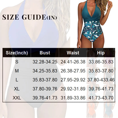 Tummy Control Sizes to 2XL Swimsuit Cross Front One Piece Beach Halter Neck comes in solids, print, and striped