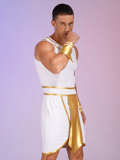 Ancient Egyptian Prince Halloween Costume. Robe with Cuffs