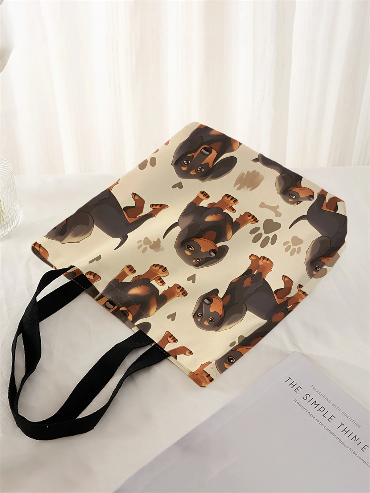 Cartoon dog handbags, or Gift Bags, Reusable, Multifunctional, Printed Canvas