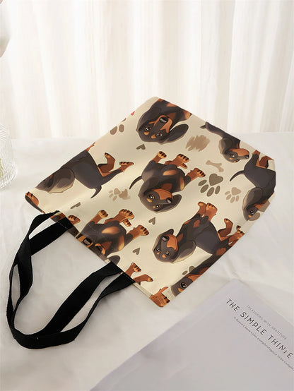 Cartoon dog handbags, or Gift Bags, Reusable, Multifunctional, Printed Canvas