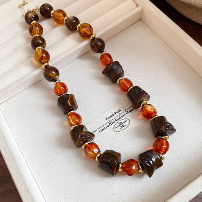 Retro Acrylic Pendant Necklace Irregular Round Beads Punk Vintage