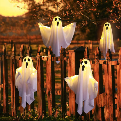 Halloween Hanging LED Ghost Light, in Orange or White