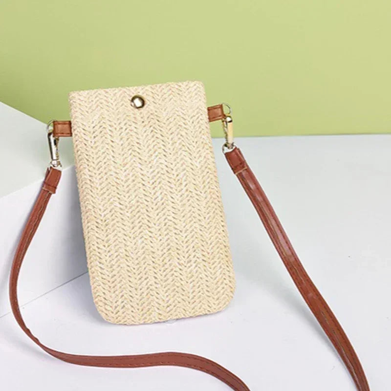 Straw Mobile Phone Shouder  Mini Crossbody Bohemian Style