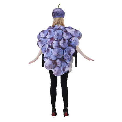 Halloween Funny Cosplay Fruit and Vegetable Costumes, also including grapes, hot pepper, tomato, avocado, and peas!