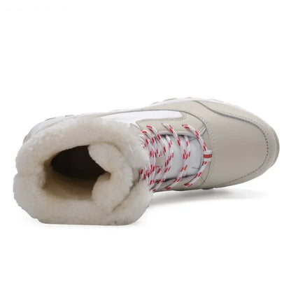 Lightweight Ankle Snow Boots with Slight Platform: Red and White, Tan and White, Navy, and Black