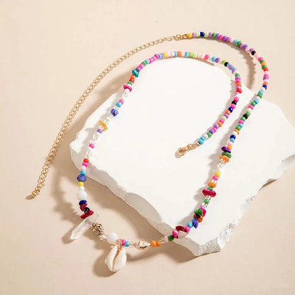 Bohemian Beaded Conch Shell Waist Chain Irregular Rice Beaded Body Chain