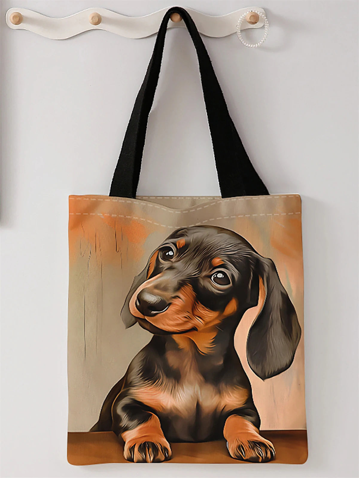 PERFECT GIFT BAG--Canvas Dog pattern printed casual handbag, reusable fashionable backpack, multifunctional handbag,