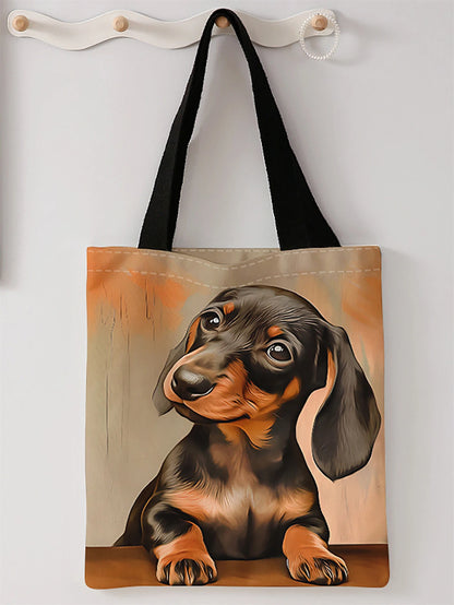 PERFECT GIFT BAG--Canvas Dog pattern printed casual handbag, reusable fashionable backpack, multifunctional handbag,