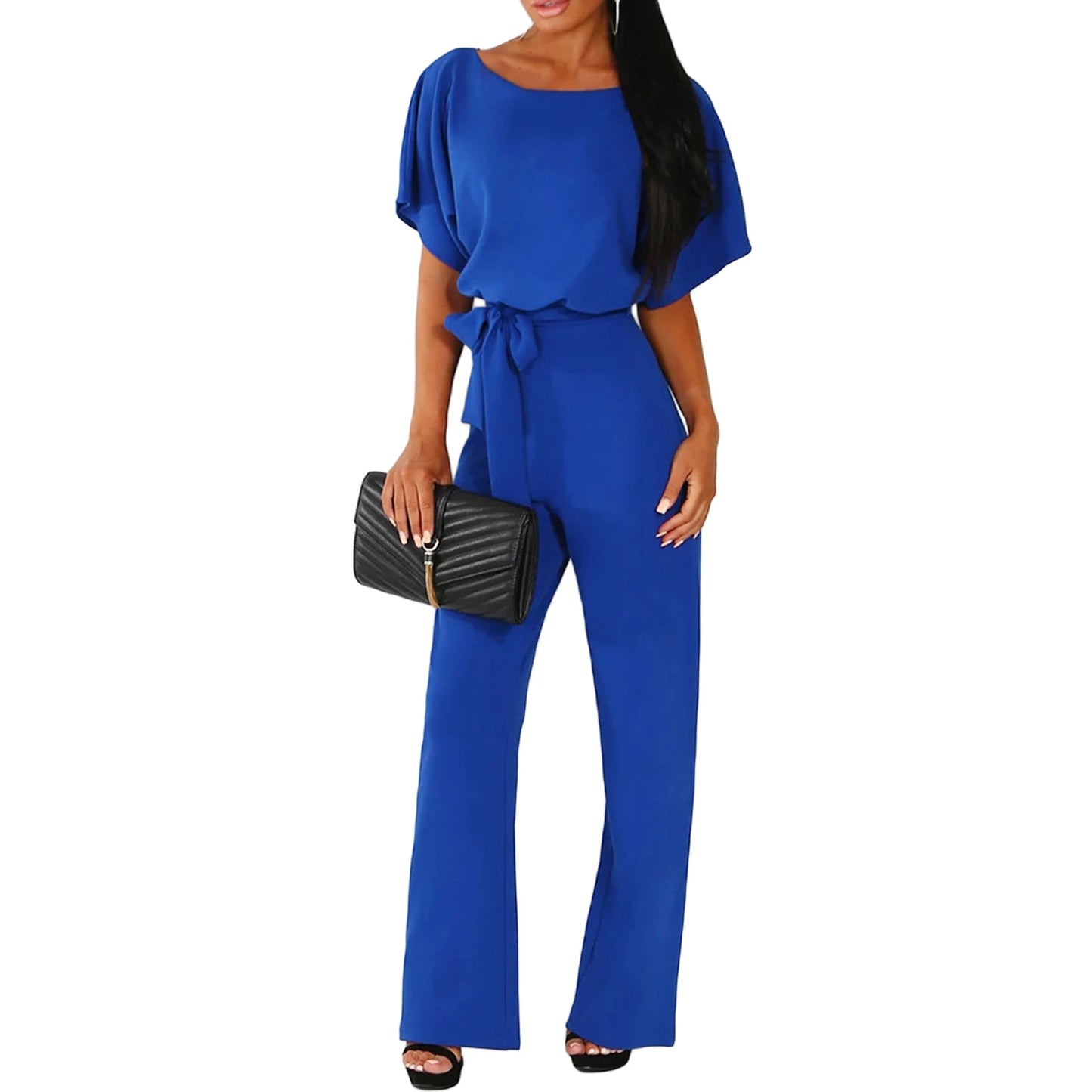 Elegant jumpsuit, Short Sleeves, Tie-waist