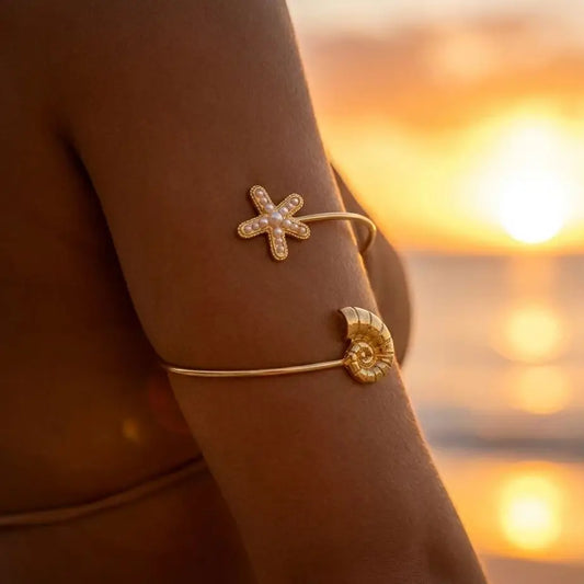 Elegant Boho Starfish Conch Arm Cuff