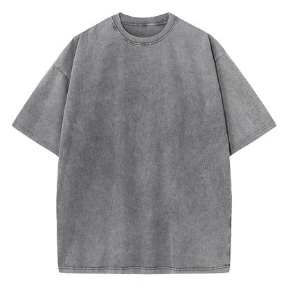 Cotton Washed T-shirt Casual Vintage Short Sleeve