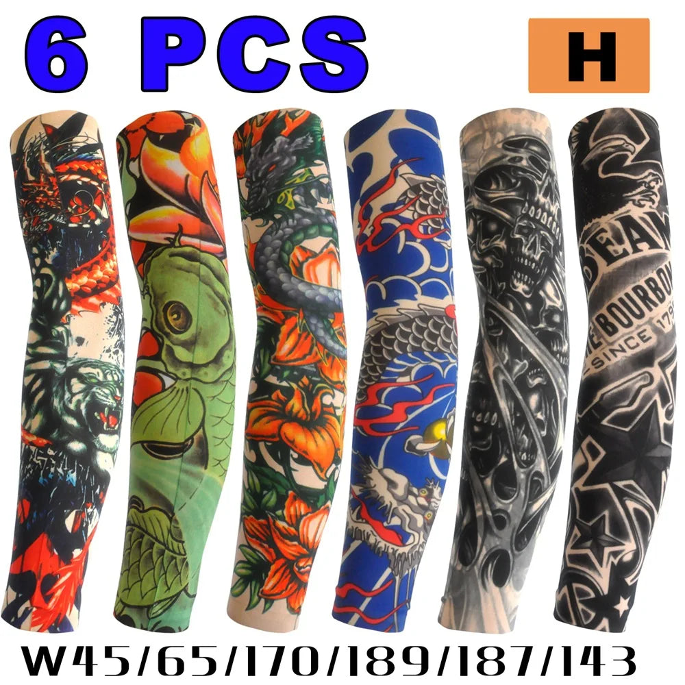 6 PCS Tattoo Sleeve for Men or Women Anti-Sunburn Sleeve Elastic Outdoor