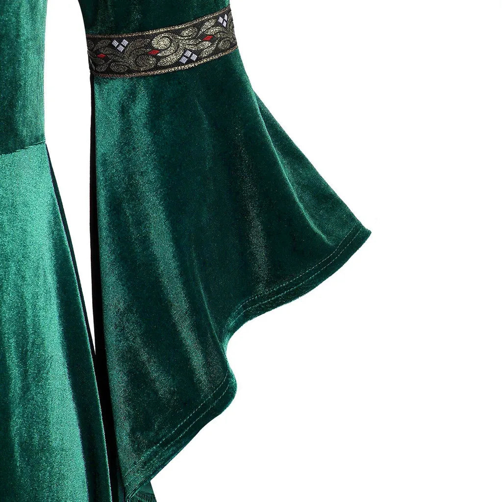 Halloween Long Sleeve Medieval Witch Victorian Gothic Bandage Dress