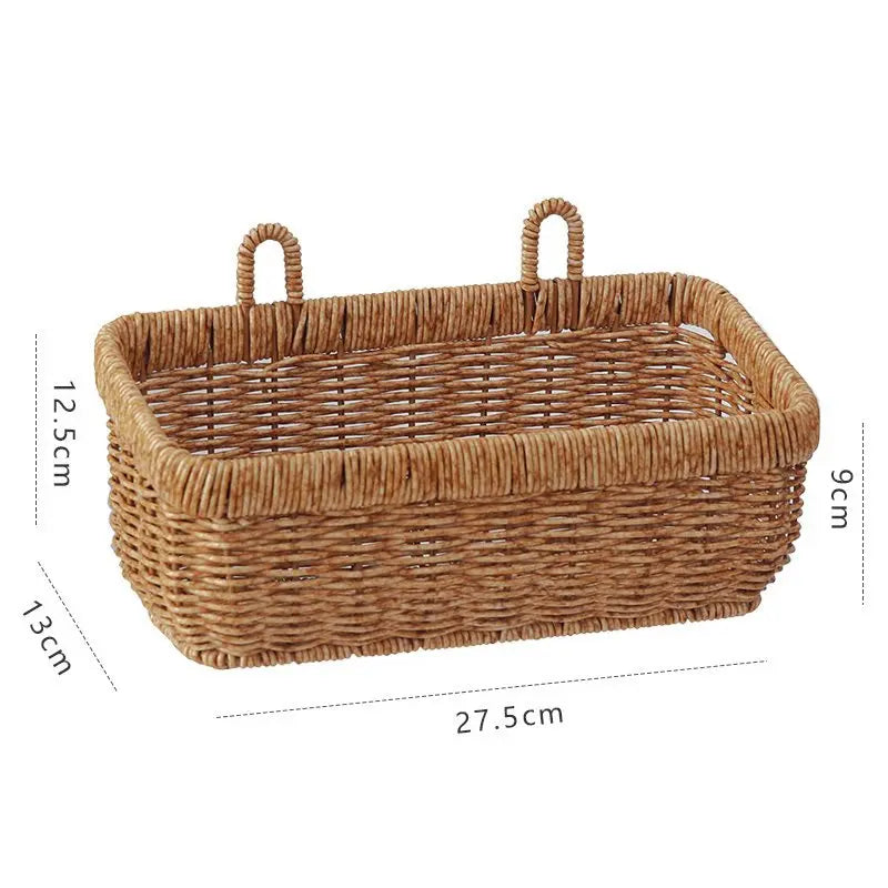 Wall Mountable Vegetable, Fruit, and Letter Basket, Simulated Rattan Hanging Basket