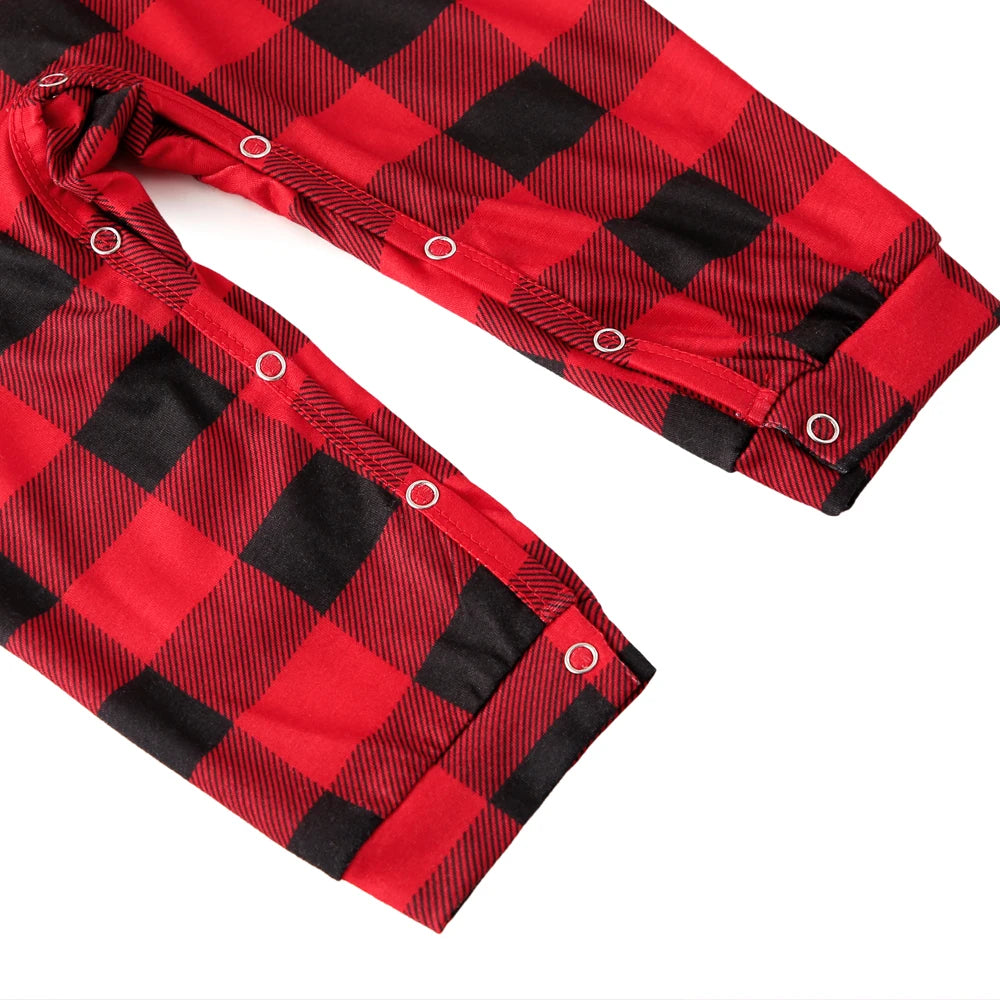 Christmas Family Pajamas Plaid Print Mother Father Kids Matching Full Sleeve, Button Shirt, Child's Set or Gown