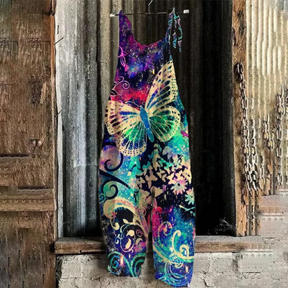 Boho Overalls in several different designs, Tie Straps, Loose Fit, Rolled bottoms