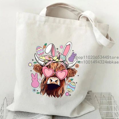 "Sorry I'm A Bit Moody Today" Canvas tote Bag Cartoon Cow Graphic Casual Handbag Side Bag