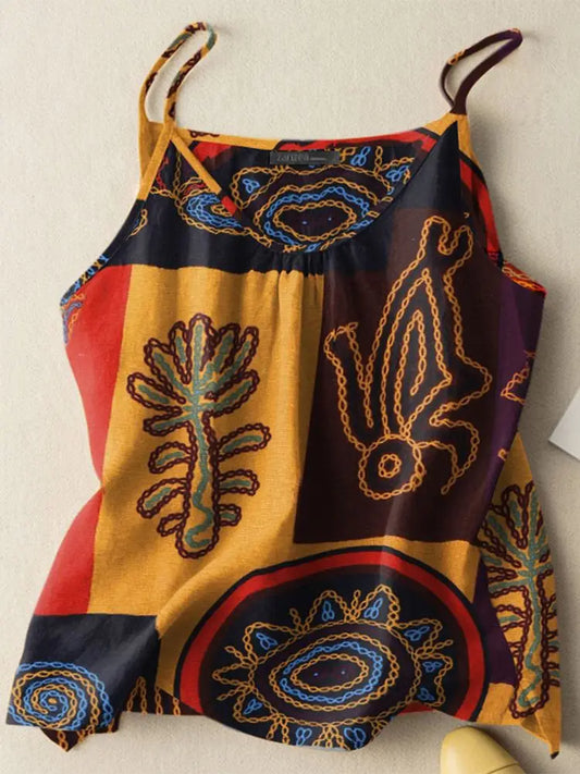 Bohemian Tank Tops Vintage Camis with Spaghetti Straps.  In 3 Colors to 3XL