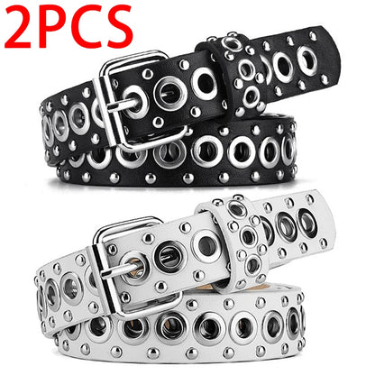 Punk Street Trend Circle Riveted Circles Thin Belt  In 7 Colors. 1.1 Inches wide and 43 Inches Long