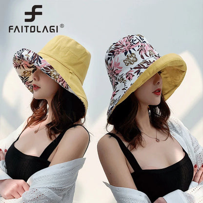 Reversible Bucket Hats, Several colors and designs, Large Brim for UV Sun Protection