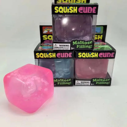 Needoh Giant Cube Sensory Toys, Transparent Maltose Filler, Soft Slow Rebound, Stress Reliever