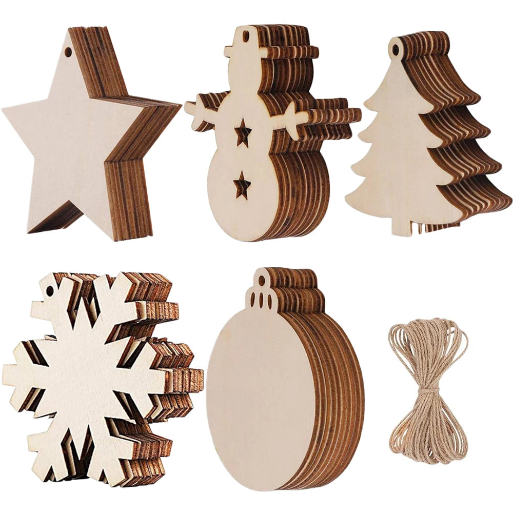 DIY Wooden Christmas Ornaments to Paint, Blank Wood Cutouts