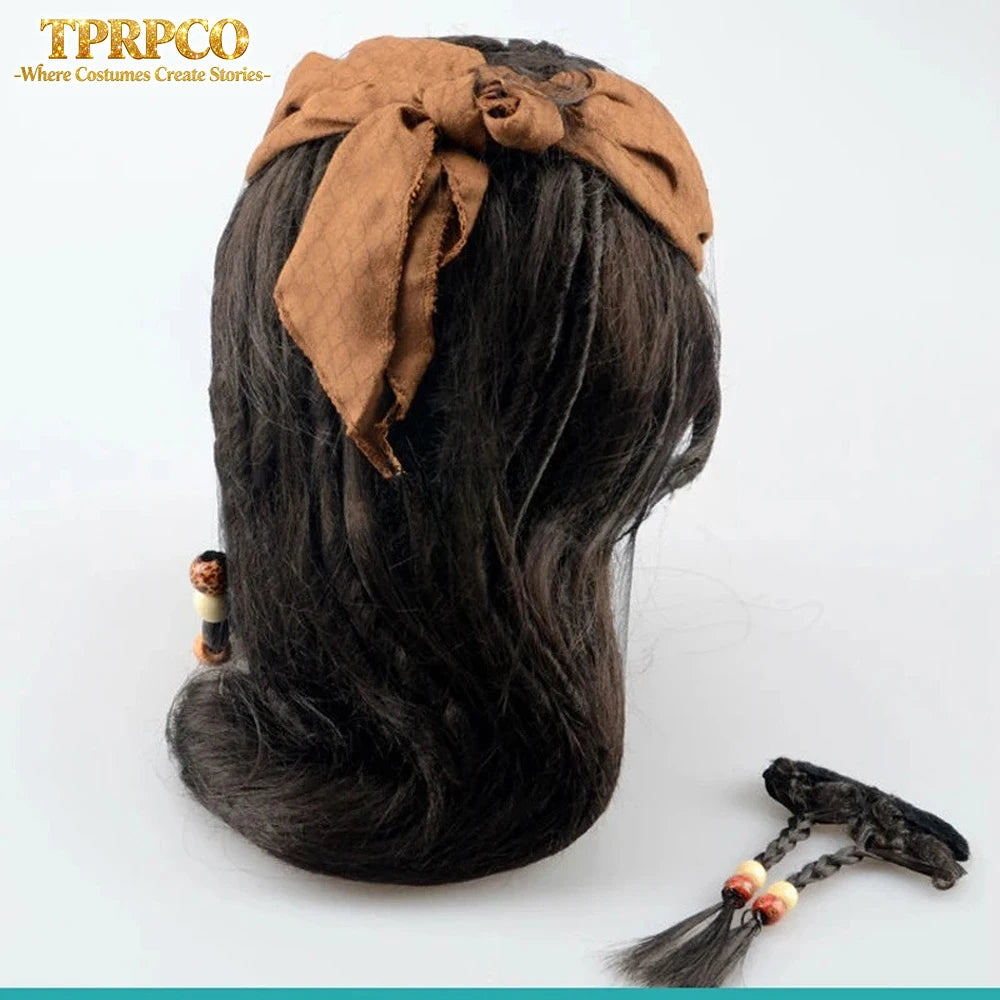 Pirate Captain Jack Sparrow Wig and Hat, Pirates of the Caribbean Cosplay Accessories