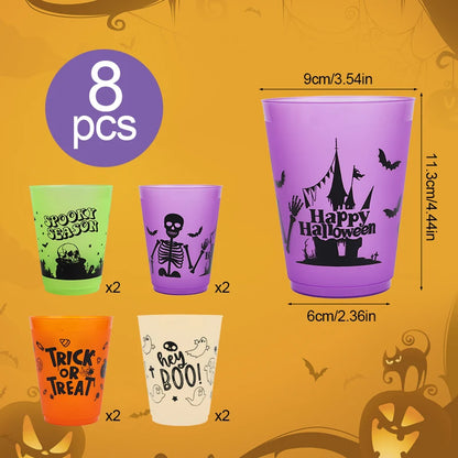 24Pcs Halloween Drinking Cups, Boo, Skeleton, Happy Halloween, Trick or Treat, and more for a Colorfully Spooky Halloween Party