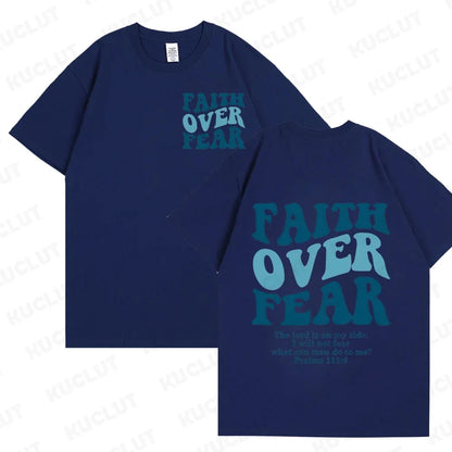 Sizes to 3XL Wide Variety of Colors "Faith Over Fear" T-shirts Christian Clothes Sportswear Bible verse