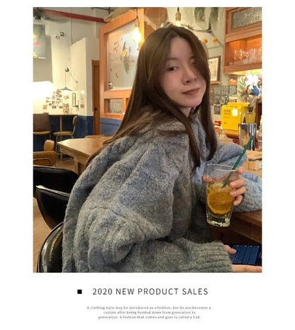 Thick Warm Cable Knit Oversized Pullover Sweater, 2 Colors