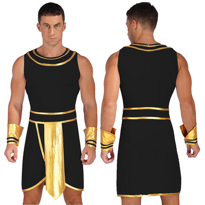 Ancient Egyptian Prince Halloween Costume. Robe with Cuffs