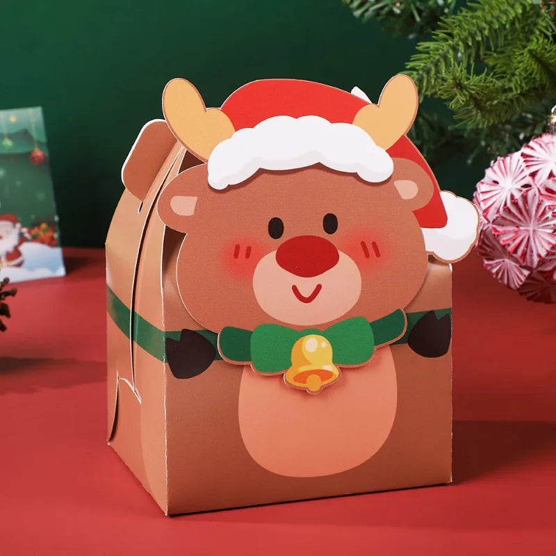 Christmas Square Cardstock Gift Bags, Sturdy Reusable
