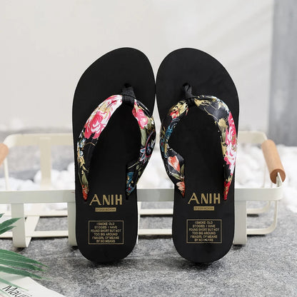 Bohemian Satin Ribbon Flip-Flops in Black or white