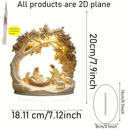 Christmas Nativity Flat Acrylic Table Centerpiece, 8 Designs