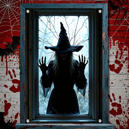 Halloween Witch Window Decor 2D Silhouette  31 by 47 inches