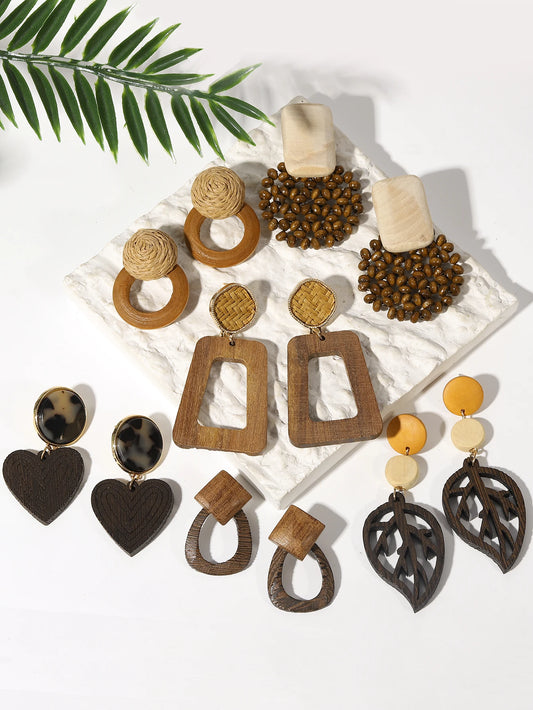 Handmade Wooden Drop Earrings