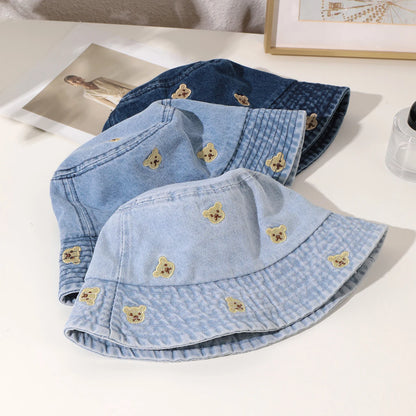 Retro embroidered cute fisherman's hat