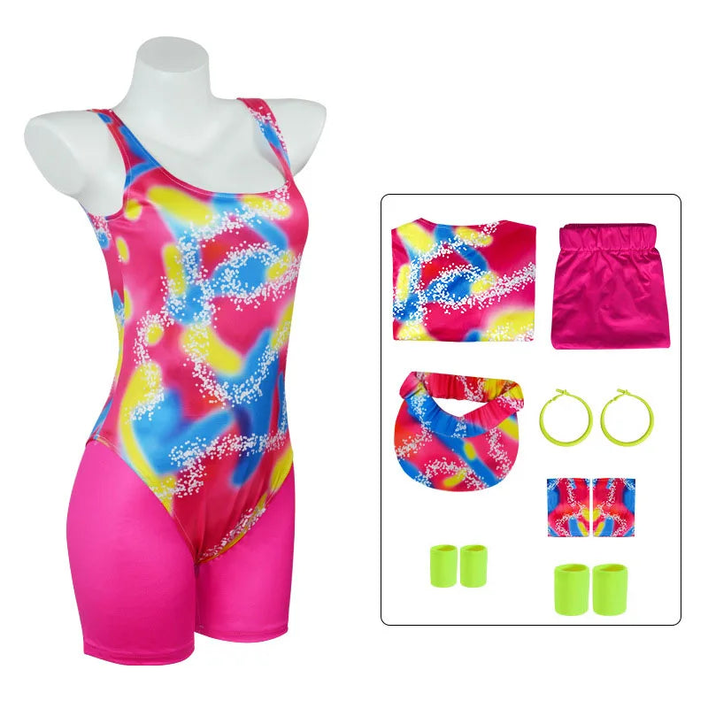 80s Workout Costume for Halloween Includes Hat, Women's Top, Shirt, Shorts