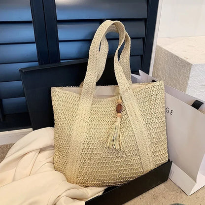 Retro Large Capacity Straw Tote Bag
