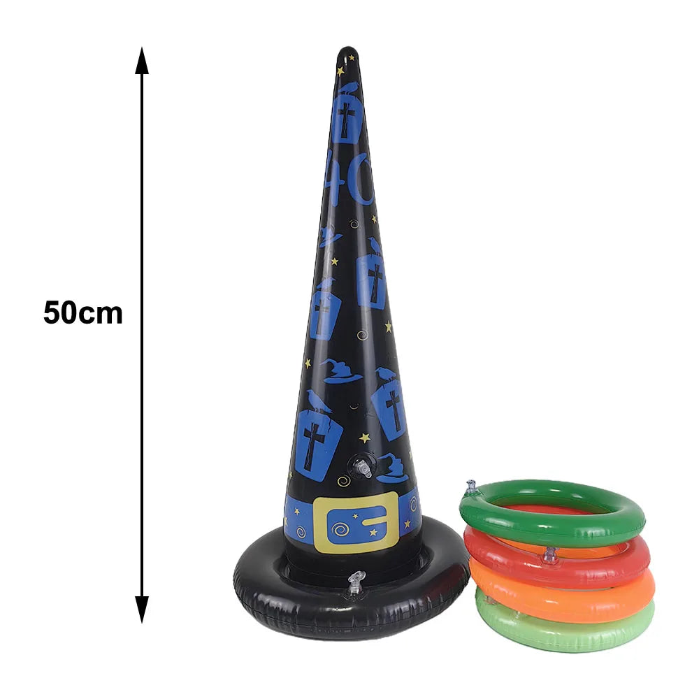 Halloween Theme Inflatable Ring Toss Game Spider Witch Hat Ring Toss Halloween Party Game