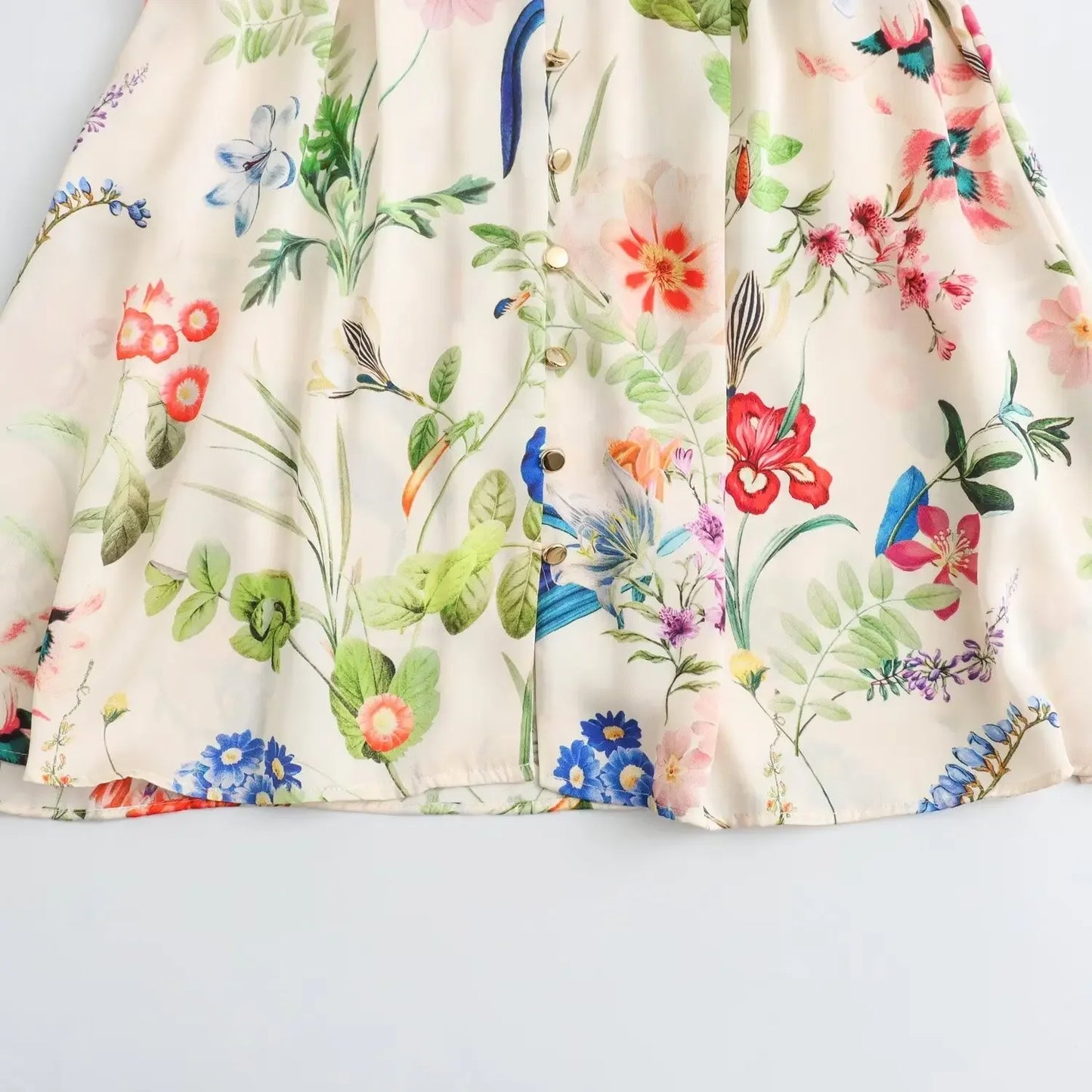 Boho Floral Print Shirt Mini Dress With Belt and Button Down Front, Tie Waist